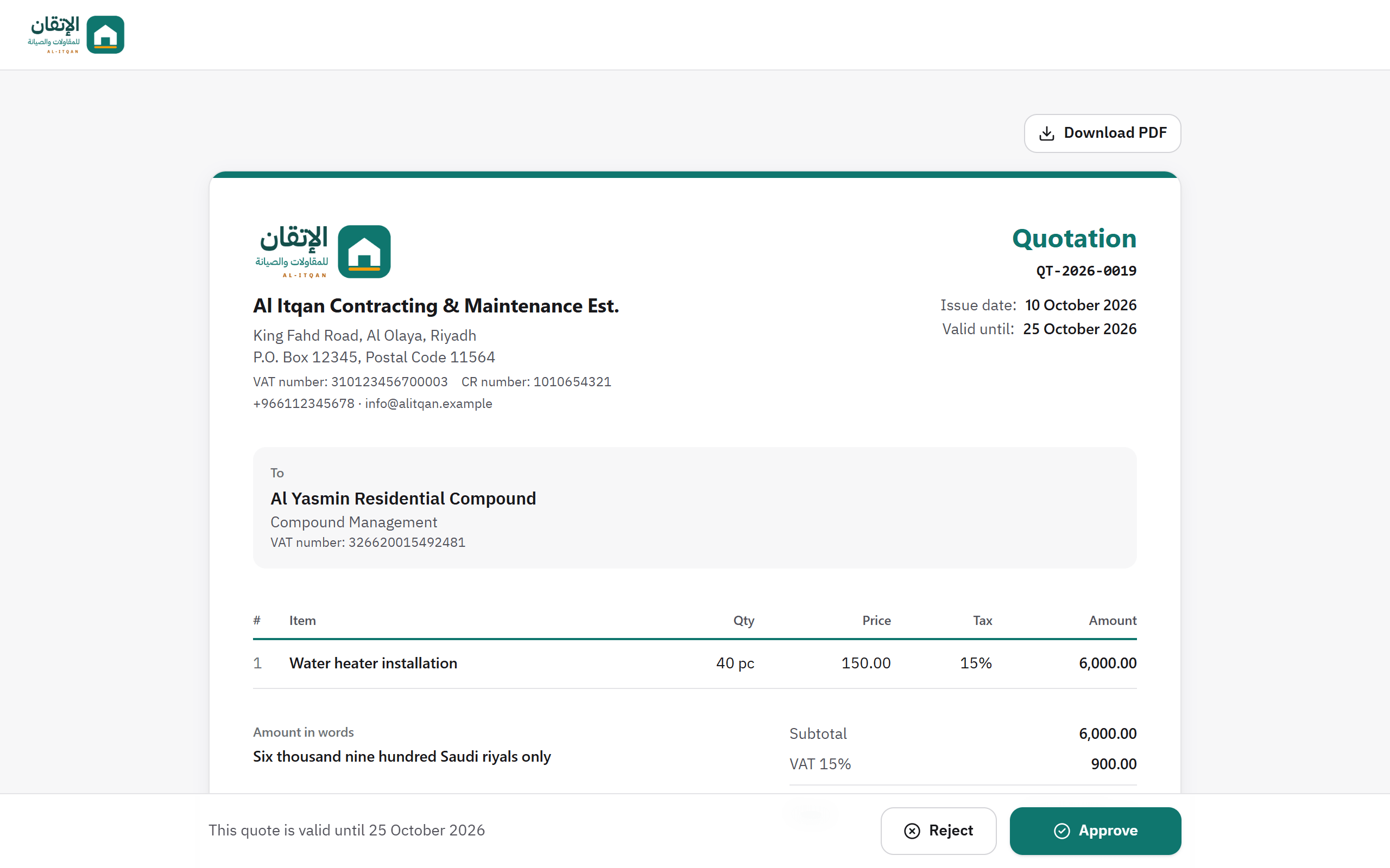 DraftYes screenshot: The client's page
