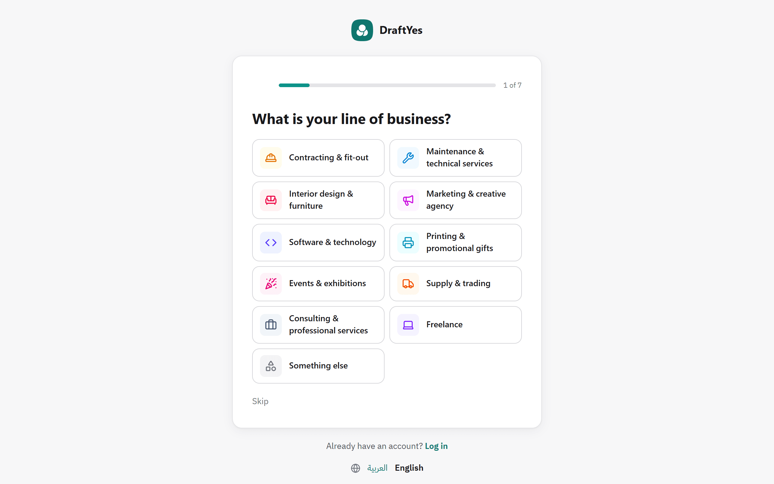DraftYes screenshot: Sign up in under a minute